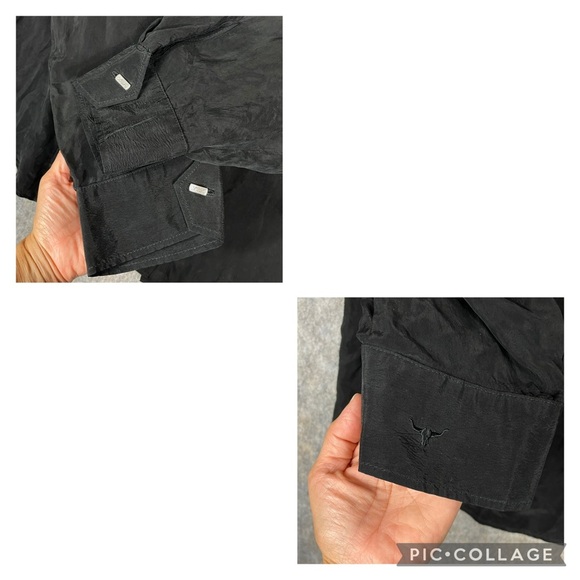 Vtg Longhorn Niver Western Wear Rhinestone Etched Buttons Western Chic Shirt 2XL - Picture 15 of 15